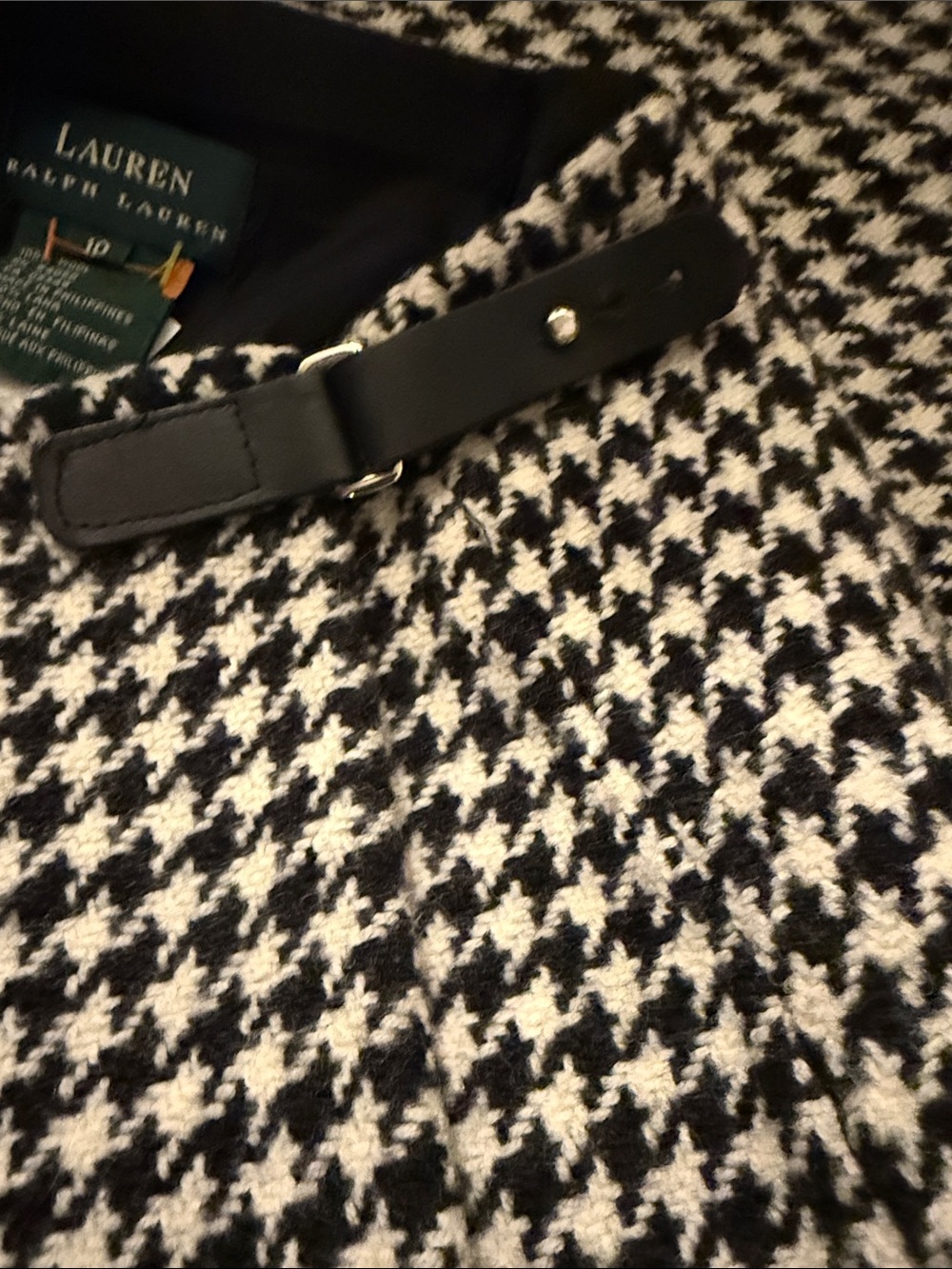 Vintage Ralph Lauren Black and White Houndstooth Wrap Skirt - Picture 2 of 9